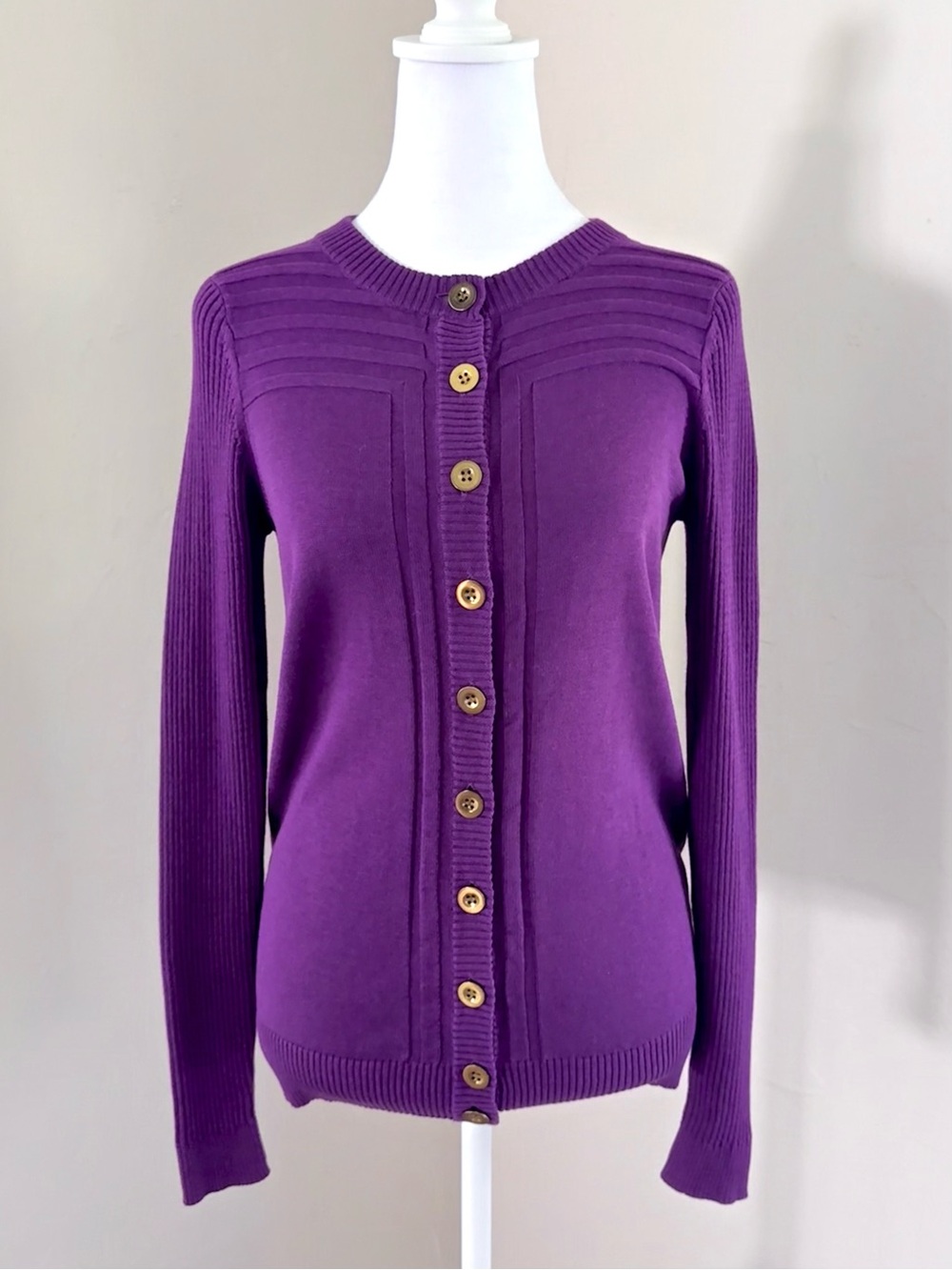 NWOT Marc by Marc Jacobs Violet Purple Silk Blend Cardigan Sweater Gold Buttons